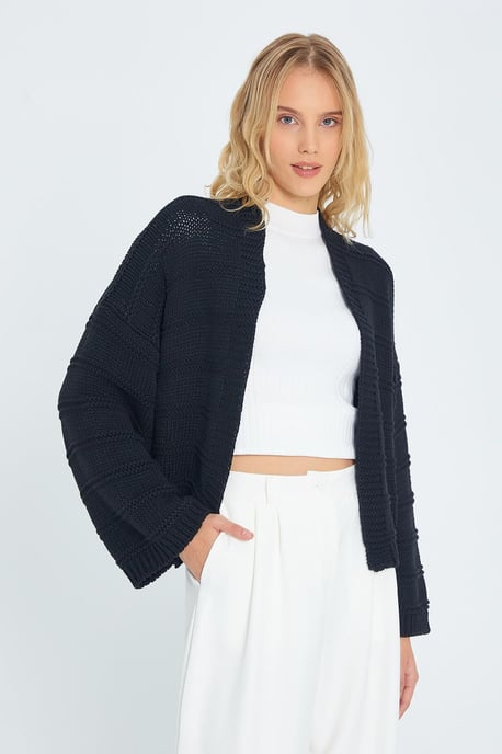 V-ringad ribbad stickad cardigan - Image 3