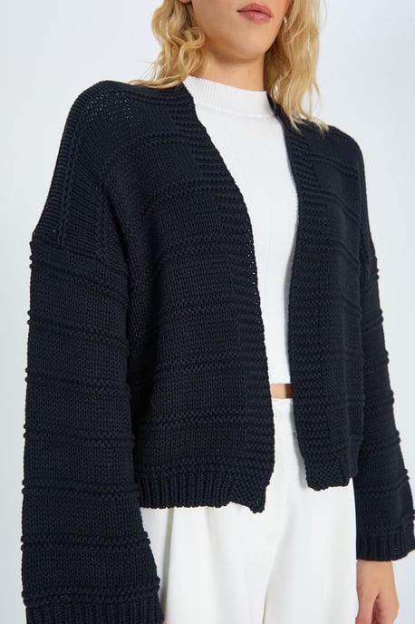 V-ringad ribbad stickad cardigan - Image 4