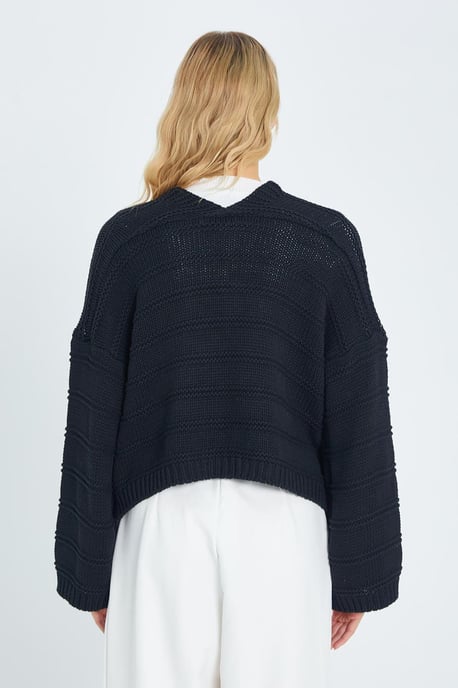 V-ringad ribbad stickad cardigan - Image 6
