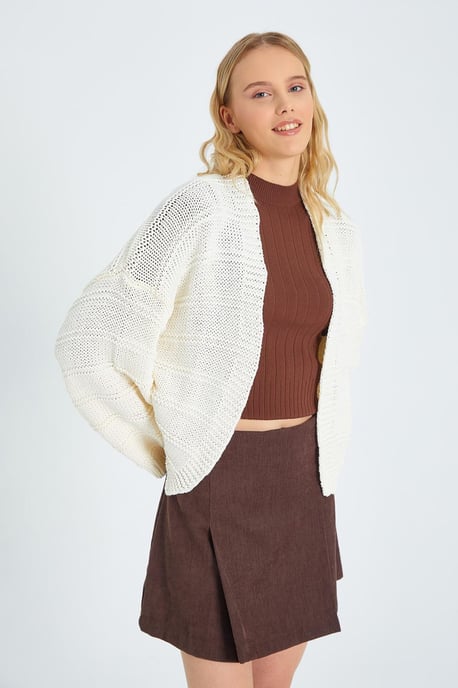 V-ringad Ribbad Stickad Cardigan - Image 3