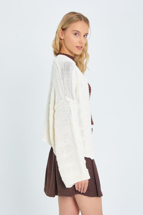 V-ringad Ribbad Stickad Cardigan - Image 5