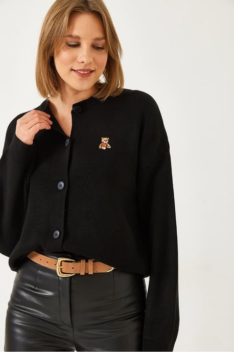Broderad Knapp-Up Ribbad Kofta - Image 3
