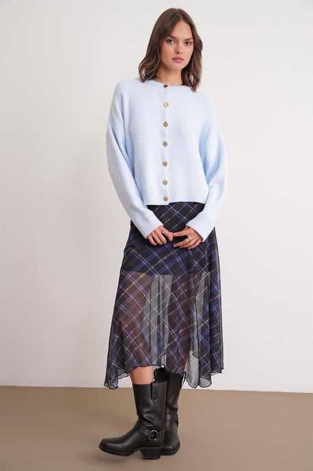 Buttoned Ribbed Knit Cardigan - Image 2