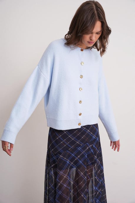 Buttoned Ribbed Knit Cardigan - Image 3