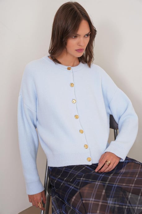 Buttoned Ribbed Knit Cardigan - Image 4