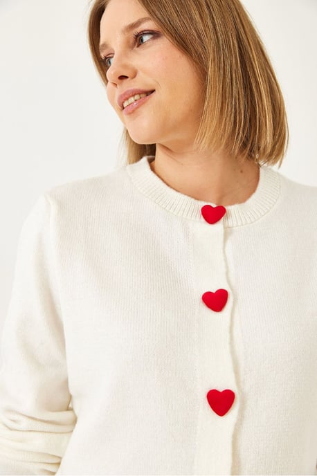 Heart Buttoned Cardigan - Image 2
