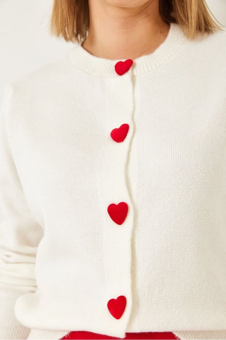 Heart Buttoned Cardigan - Image 3