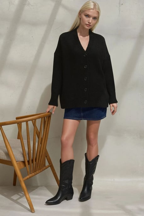 Tjock V-ringad stickad cardigan - Image 3