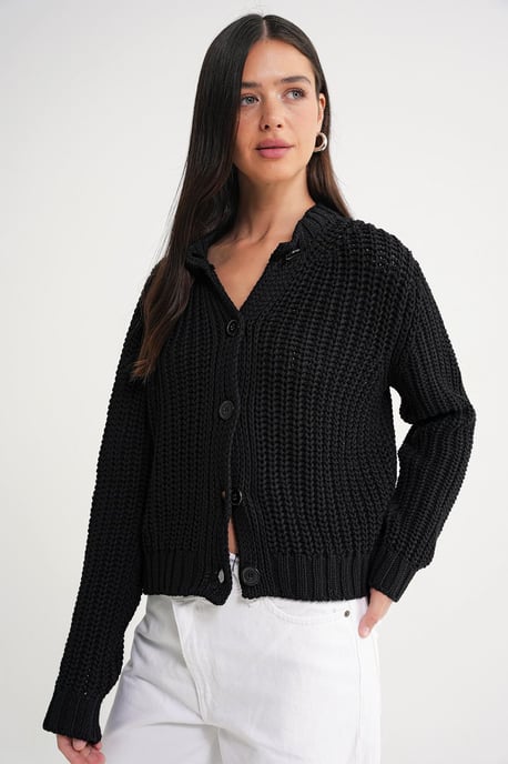 Gelaagde Geribde Gebreide Cardigan met Knopen - Image 3