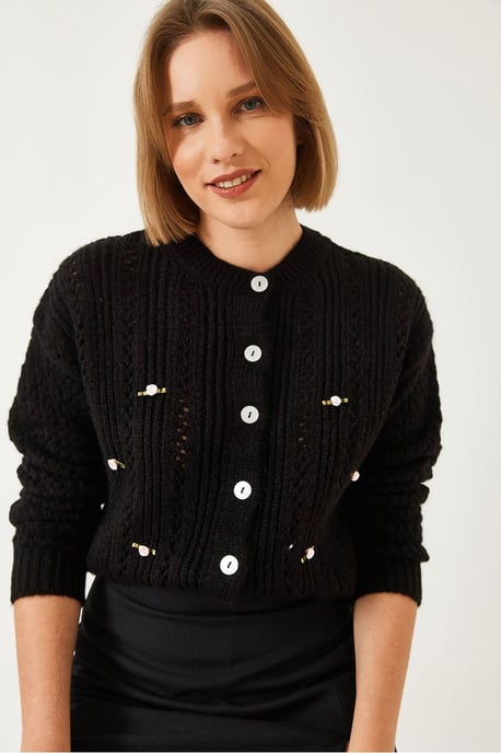 Getextureerde Brei Cardi met Knopsluiting - Image 4