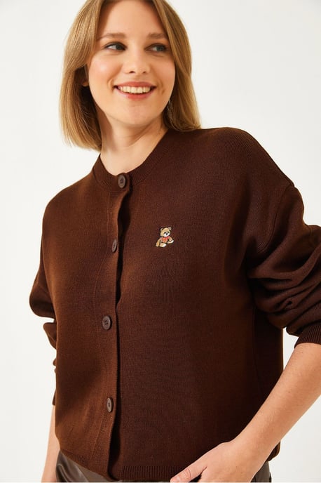 Broderad Knapp-up Ribbad Kofta - Image 1