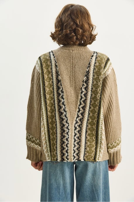Ethnic Print V-Neck Long Sleeve Button Closure Cardigan - Image 6
