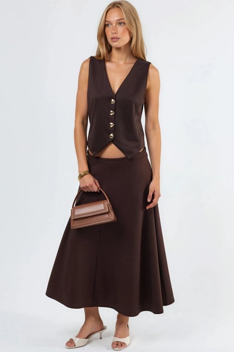 Effen V-hals Geknoopte Vest - Image 4