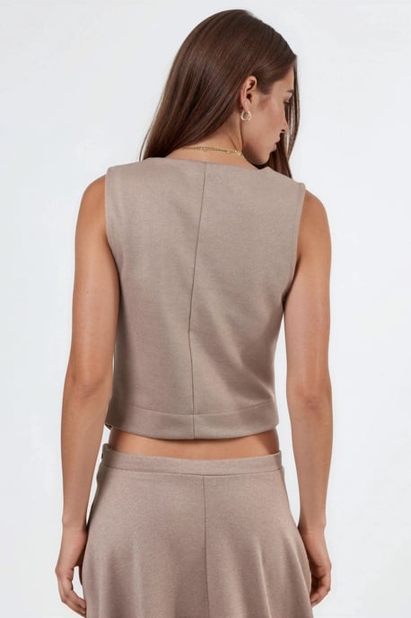 Effen V-hals Geknoopte Vest - Image 3
