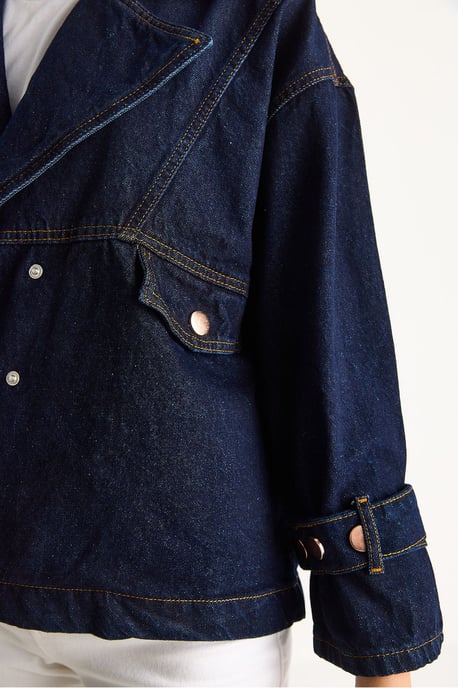 Denim Hemdkragen Buttoned Jas - Image 6