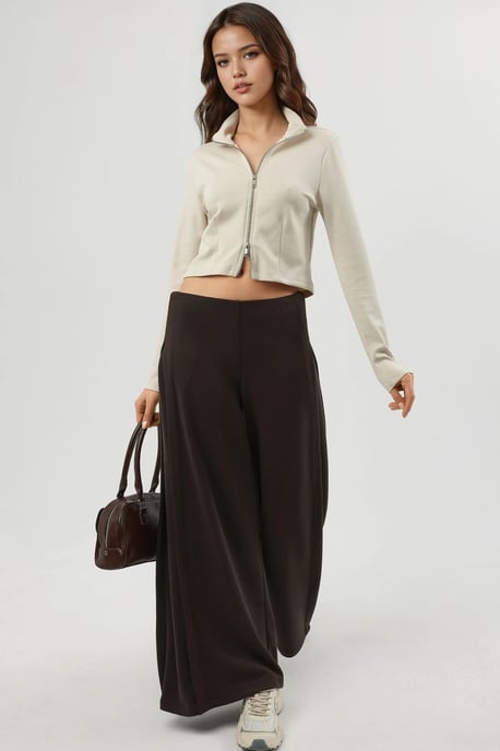 Fitted Knitted Jacket with Zipper Closure - Image 2