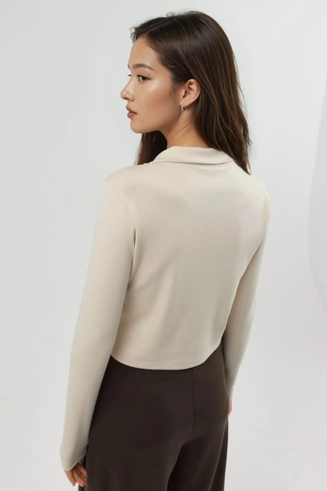 Fitted Knitted Jacket with Zipper Closure - Image 4