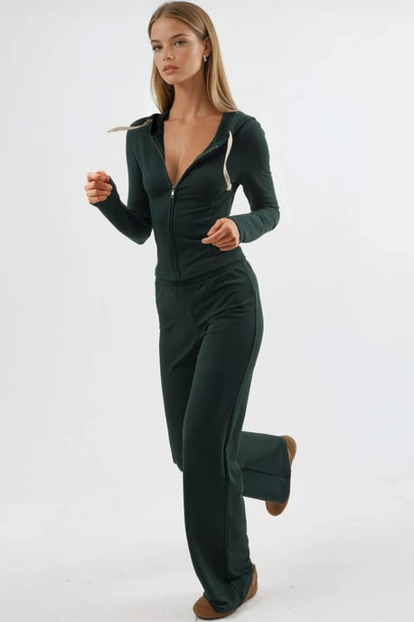 Hooded Fitted Cotton Jacket with Zipper Closure - Image 4
