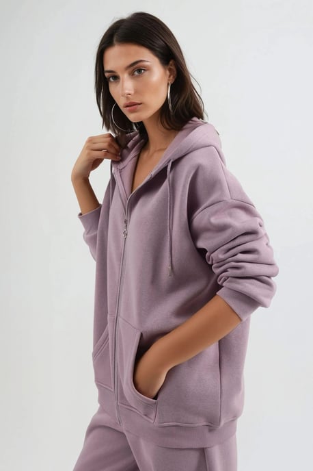 Hooded Oversized Zip-Up Jacket - Image 4
