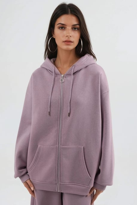 Hooded Oversized Zip-Up Jacket - Image 6