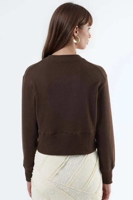 Casual Crew Neck Geknopte Crop Jas - Image 3
