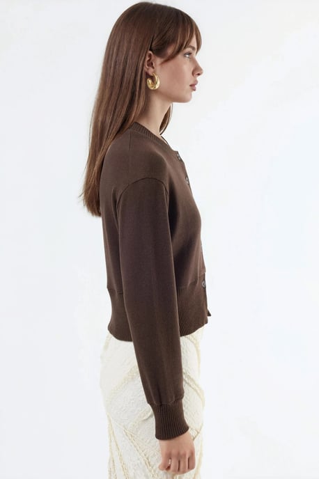 Casual Crew Neck Geknopte Crop Jas - Image 4