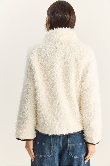 Faux läderdetaljerad plyjacket - Image 6