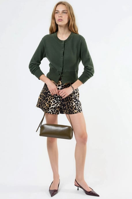 Casual Crew Neck Gebuttonte Crop Jacket - Image 4