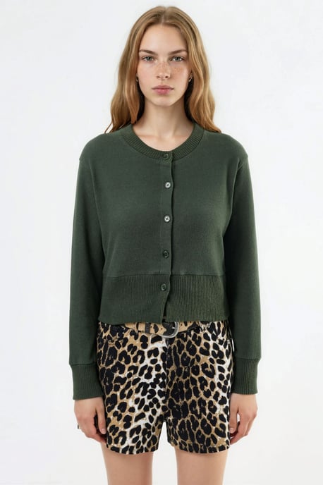 Casual Crew Neck Gebuttonte Crop Jacket - Image 6