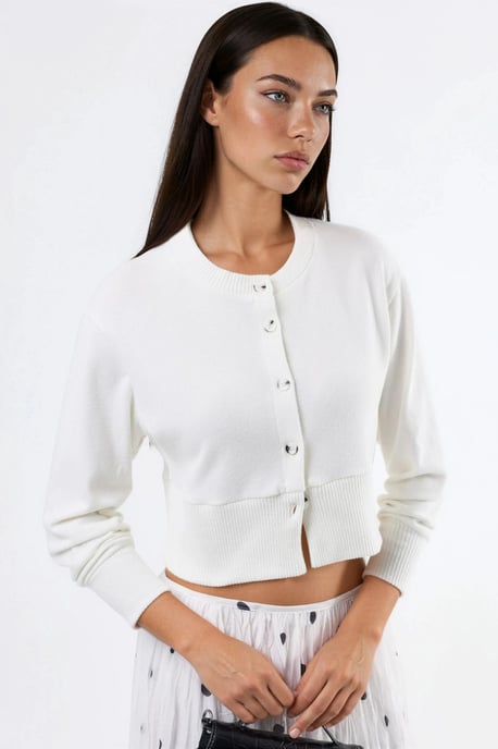 Casual Crew Neck Geknoopte Crop Jack - Image 1