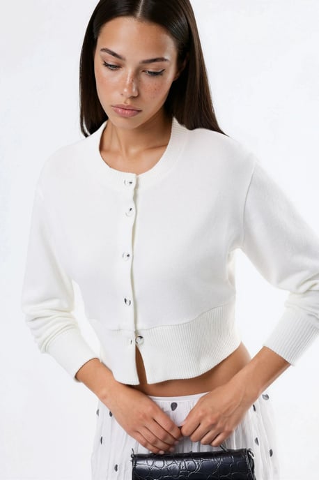 Casual Crew Neck Geknoopte Crop Jack - Image 2