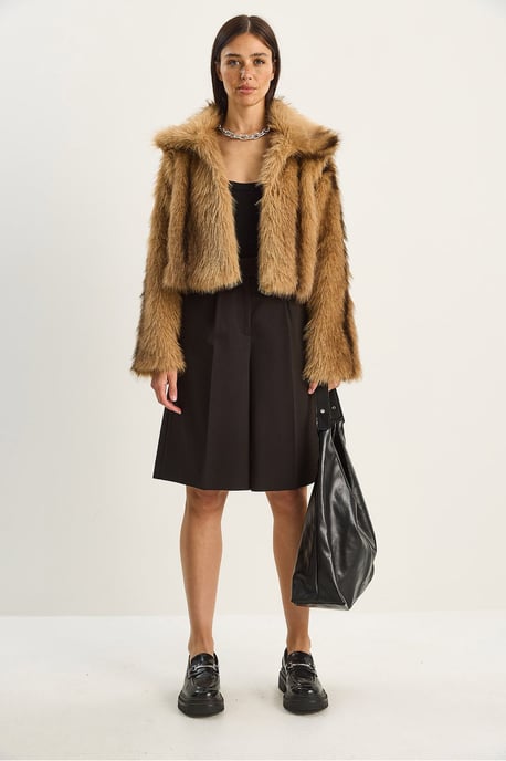 Mönstrad Plysch Fuskpälsjacka - Image 2