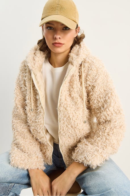 Hooded Plush Coat - Image 5