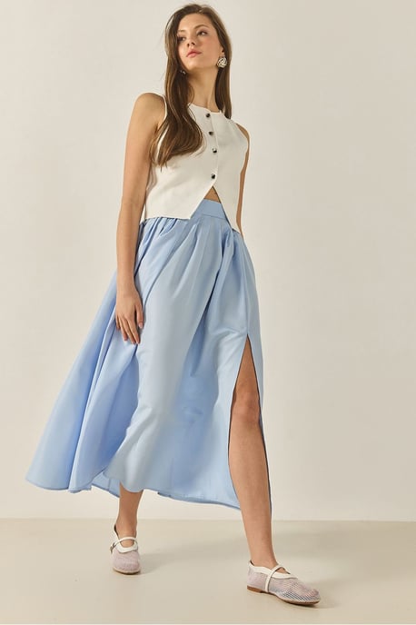 High Waist Maxi Skirt with Slit - Image 1