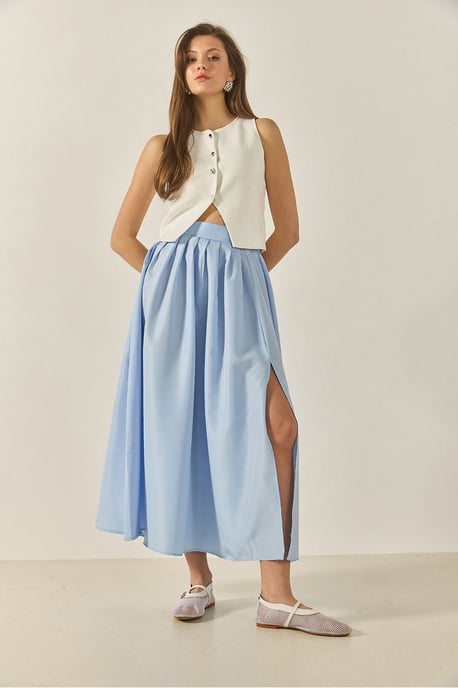 High Waist Maxi Skirt with Slit - Image 2