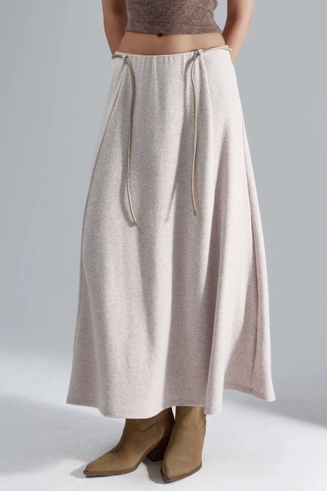 Textured Maxi Skirt with Tie Detail - Image 1