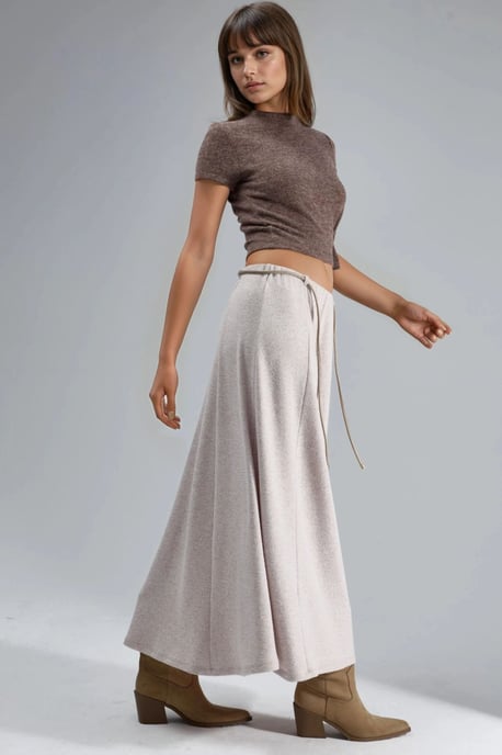 Textured Maxi Skirt with Tie Detail - Image 2
