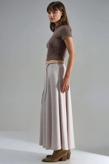Textured Maxi Skirt with Tie Detail - Image 4