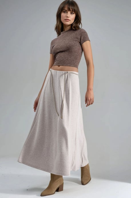 Textured Maxi Skirt with Tie Detail - Image 5