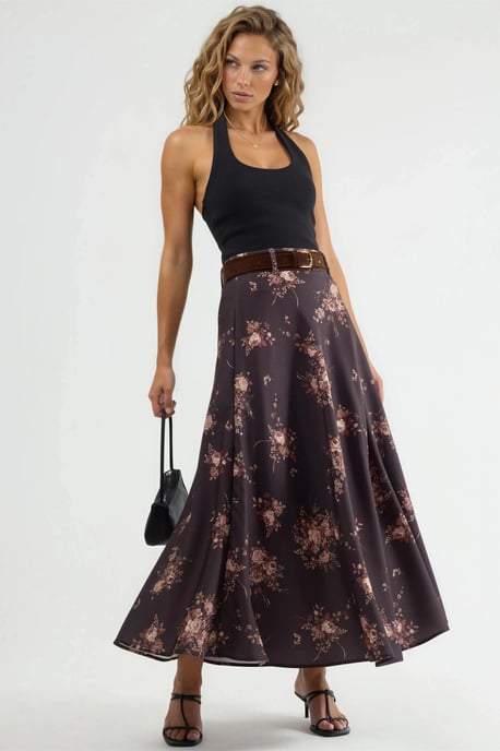 Hoog Heup Floral Ceintuur Maxi Rok - Image 2