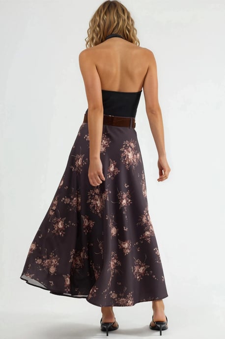 Hoog Heup Floral Ceintuur Maxi Rok - Image 4