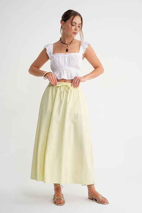 Hoge Taille Poplin Rok met Touwtje Detail - Image 4