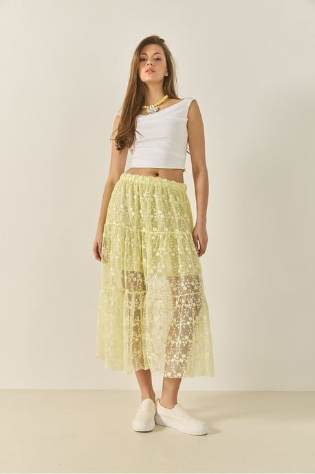 Hoog-taille Bloemige Maxi Rok met Rimpeldetail - Image 2
