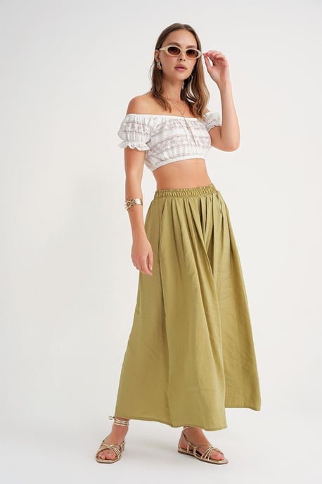 Hoge Taille Maxi Rok met Touwtje Taille - Image 1