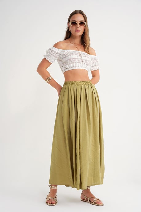 Hoge Taille Maxi Rok met Touwtje Taille - Image 2