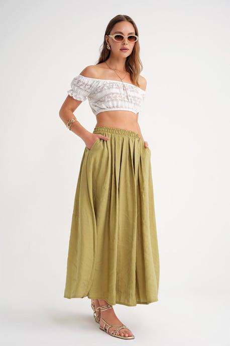 Hoge Taille Maxi Rok met Touwtje Taille - Image 3