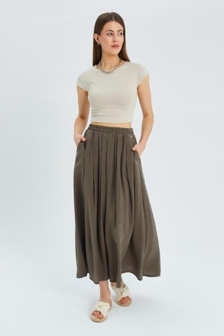 Hoge Taille Lange Rok met Zakken - Image 3