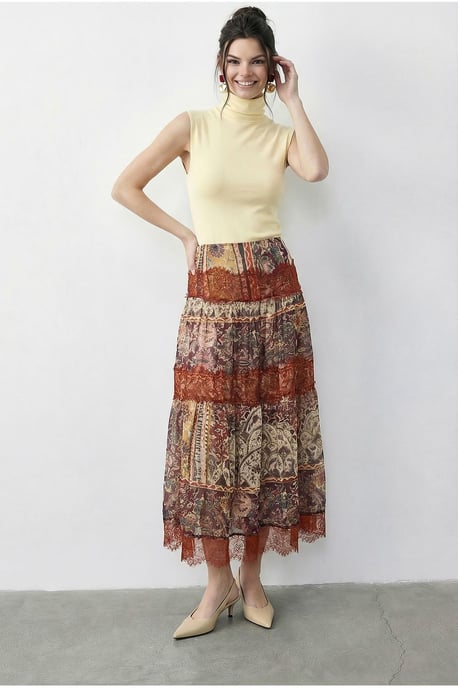 Högmidjad Paisley Maxikjol - Image 3