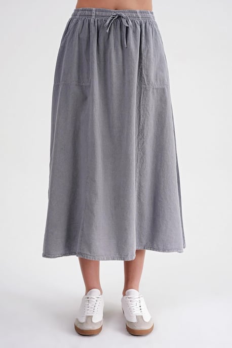 Hoge Taille Poplin Rok met Trekkoorddetail - Image 4