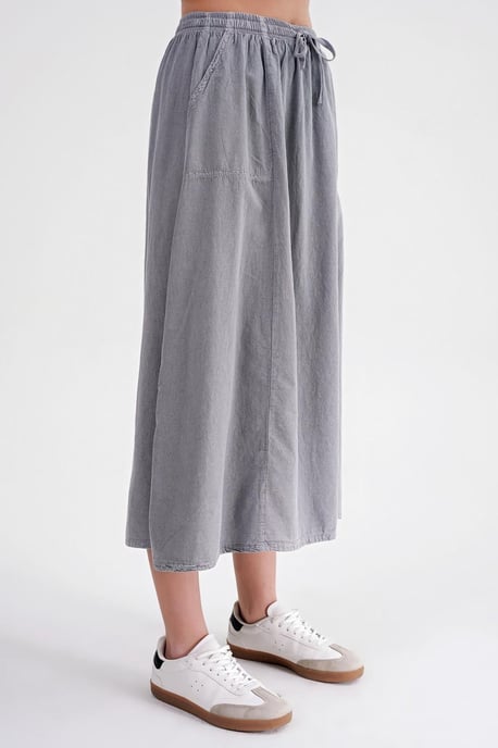 Hoge Taille Poplin Rok met Trekkoorddetail - Image 5